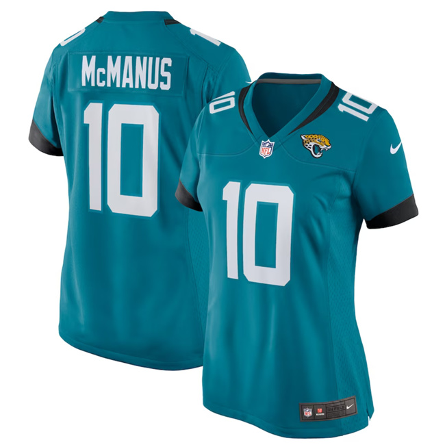 Women's Jacksonville Jaguars #10 Brandon McManus Teal Football Stitched Jersey(Run Small)